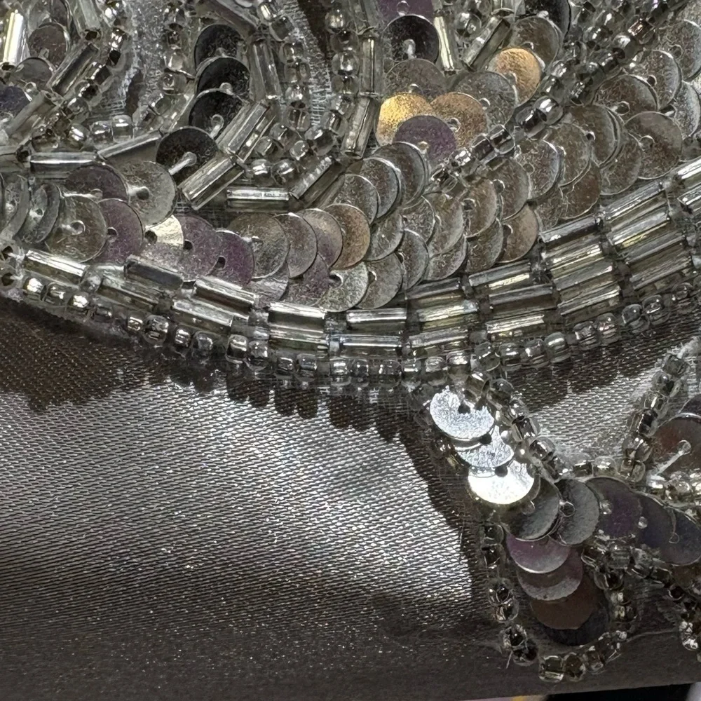 Vintage Silver Clutch with Sequin Detailing